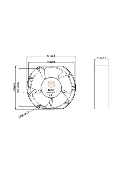 24v Dc Aksiyel Fan 172x150x51mm Rulmanlı Endüstriyel Soğutma Fanı
