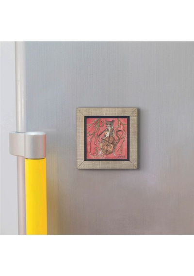 Çello Çalan Kedi Baskılı Mdf Magnet 7x7 82