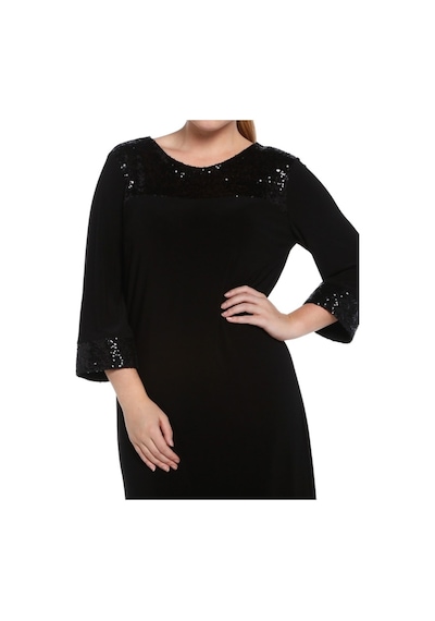 Nidya Moda Büyük Beden Payet Konbin Elbise-4056S Çok Renkli