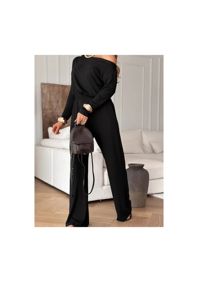 Butik İstanbul Kadın Tek Omuzdan Açık Uzun Kollu Belden Bağcıklı Uzun Viskon Iki Iplik Tulum Siyah Butik İstanbul Kadın Tek Omuzdan Açık Uzun Kollu Belden Bağcıklı Uzun Viskon Iki Iplik Tulum Siyah