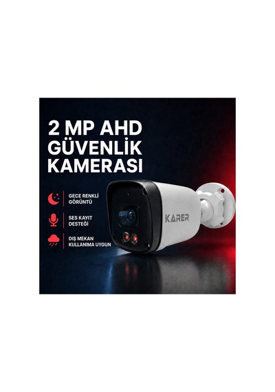 2 Mp Warmled Sesli Ahd Bullet Güvenlik Kamerası Dahili Mikrofonlu, Renkli Gece Görüşlü