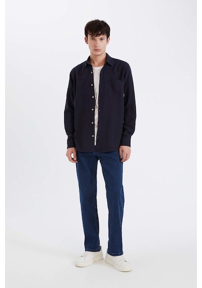 DeFacto %100 Pamuk Regular Fit Basic Düz Uzun Kollu Gömlek D7079AX25SPNV82