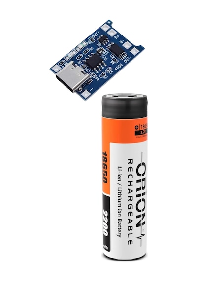 1 Adet Orion Li-ion Pil Ve Tp4056 Type-c Korumalı 18650 Pil Şarj Devresi