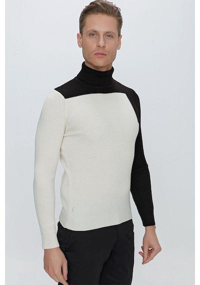 Efor Tr 842 Slim Fit Ekru Klasik Triko Ekru