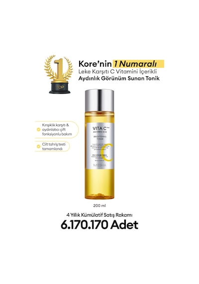 Missha Vita C Plus Brightening Toner Leke Karşıtı C Vitamini İçerikli Aydınlatıcı Tonik 200 ML