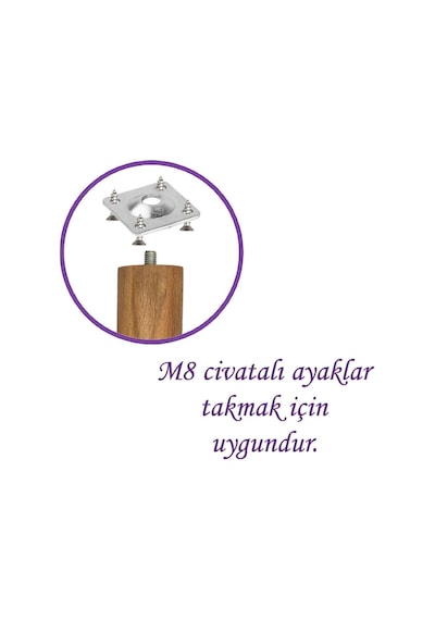 Mobilya Baza Koltuk Zigon Sehpa Ayağı Metal Bağlantı Aparatı Düz Ayak Tabanı M8 Civatalı 8 Adet Be Diğer