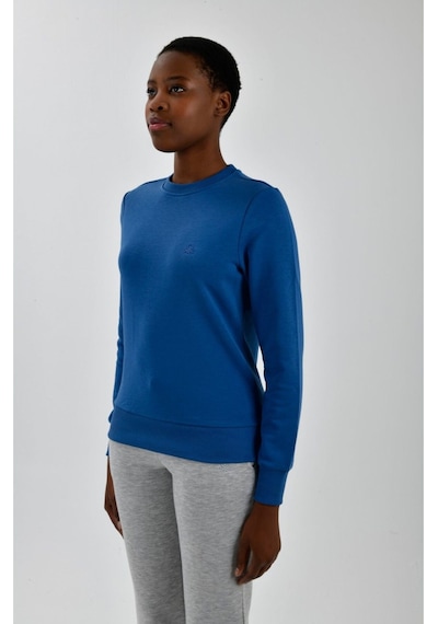 United Colors of Benetton Kadın Sol Göğsü Logo Detaylı Sweatshirt Mavi