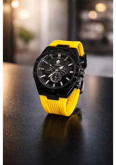 Audemars Piguet Model Silikon Kayış Erkek Kol Saati Sarı - 814725731 Siyah