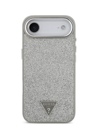 Apple Uyumlu iPhone 17 Air Kılıf Guess Lisanslı M-safeli Metal Kamera Çerçeveli Üçgen Logolu Glitter Gri Gri