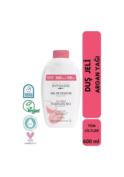 Byphasse Plaisir Organik Argan Yağı Duş Jeli 600 ML