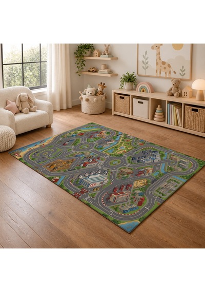 Kartela Halı Eğlence Şehri Kaymaz Taban Çocuk Oyun Halısı - 160 x 240 CM