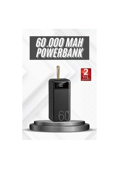 Hızlı Şarj 4 Çıkışlı Powerbank 60.000 Mah Taşınabilir Dijital Göstergeli Siyah 53168922