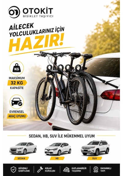 Seat Ateca 2016 - 2025 Uyumlu Bagaj Arkası 2 Li Bisiklet Taşıyıcı
