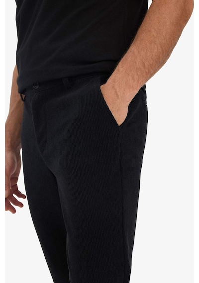 Defacto Tailored Regular Fit Düz Paça Fitilli Kadife Pantolon F0462ax25wnbk27 Siyah-bk27