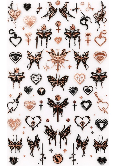 Rose Gold Gothic Butterfly Nail Art Sticker Sw-cs063