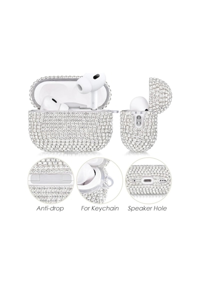 Caseonn Kılıf Kristal Taşlı Parıltılı Rose Gold Rose Gold Apple Airpods Pro 3 İle Uyumlu