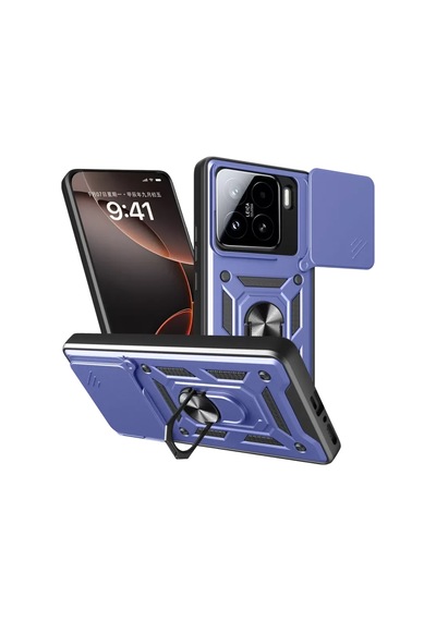Newface Xiaomi Mi 15 Kılıf Pars Lens Yüzüklü Silikon - Lacivert