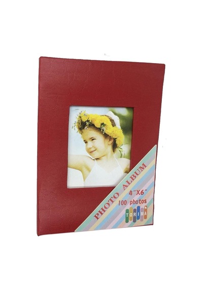 Özel Seri Resim Topla Hatıra Defteri Kare Desenli 4x6 10x15 100'lük Fotoğraf Albüm Kırmızı