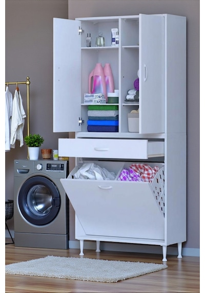 Eliusta Wall Beyaz Banyo Dolabı 70 Cm İki Göz Bölmeli Sepet 70x171x32,5 Cm 4 Raflı Mutfak/banyo Dolabı Beyaz Eliusta Wall Beyaz Banyo Dolabı 70 Cm İki Göz Bölmeli Sepet 70x171x32,5 Cm 4 Raflı Mutfak/banyo Dolabı Beyaz