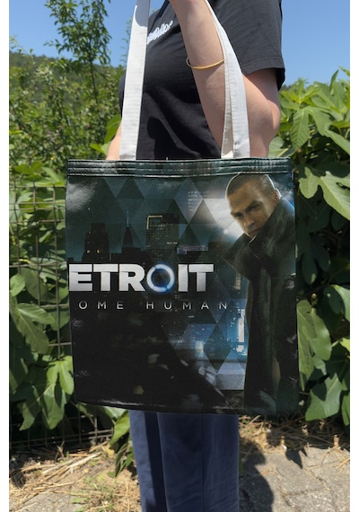 Zipzap Detroit Become Human V1 Çift Taraflı Kanvas Baskı Bez Çanta Bilgisayar Oyun Video Oyunu