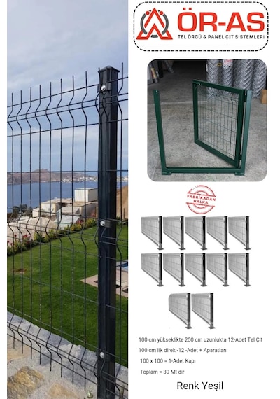 Panel Çit Takım 100 Cm Yükseklik 30 Mt Uzunluk 100 X 100 Kapı -