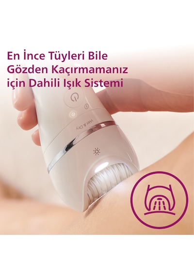 Philips BRE720/05 Epilatör (Yüz+Koltuk alti+Bikini Bölgesi+Bacak)Islak-Kuru,Işıklı,Kablosuz