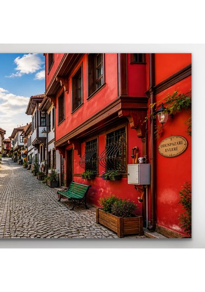 Eskişehir Odun Pazarı Kanvas Tablo 60x120 Cm Çok Renkli