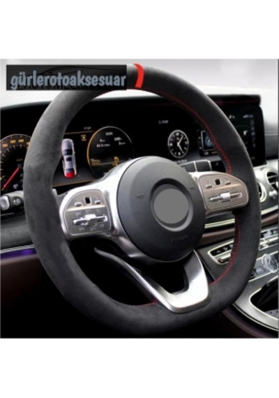 Alfa Romeo Dikmeli Direksiyon Kılıfı Alkantra Kırmızı Yüzüklü
