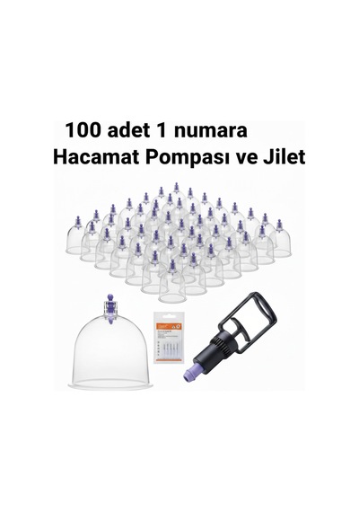 Kupa Ve Masaj Seti 100 Adet 1 Numara Plastik Kupa + Pompa + Jilet