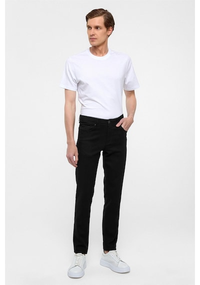 Süvari Siyah Slim Fit 5 Cep Kalıp Armürlü Kanvas Pantolon-35416 Siyah
