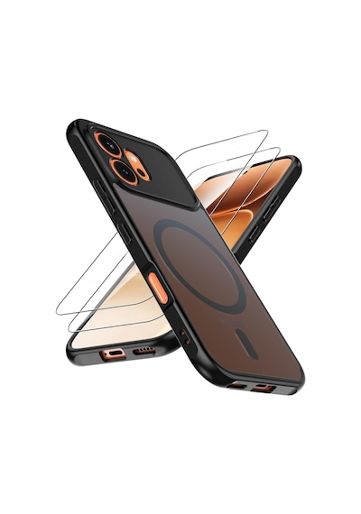 Teleplus Honor 600 5g Kılıf Lunex Mat Manyetik Araç Tutucu Kapak + Nano Ekran Koruyucu Siyah
