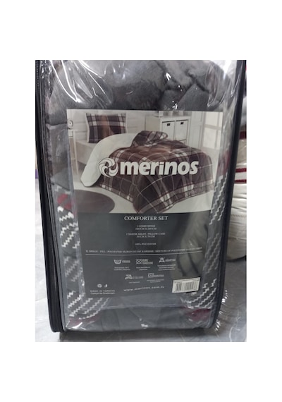 Merinos Comforter Tek Kişilik Yorgan Set Siyah - Beyaz