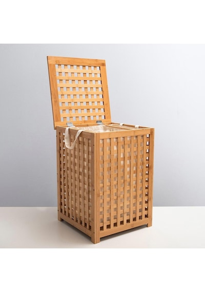 Chakra Bambu Çamaşır Sepeti 58 x 40 CM Natural Ahşap