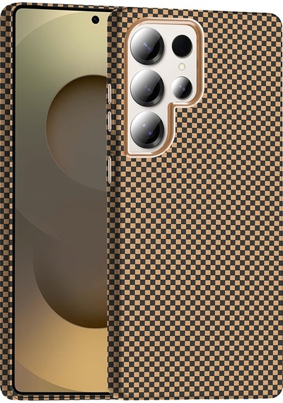 Galaxy S25 Ultra Kılıf M-safe Şarj Özellikli Karbon Fiber Görünümlü Zore Gros Kapak Desert Titanyum