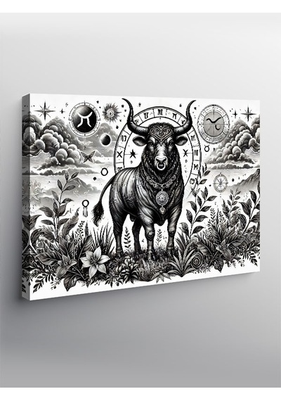 Kanvas Tablo Astroloji Ve Siyah Boğa 50cmx70cm