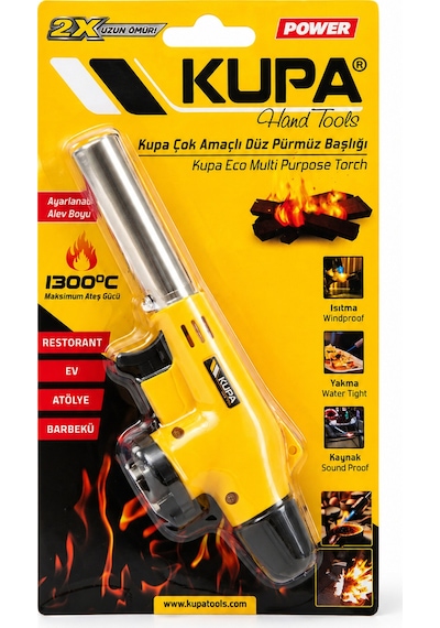 Kupa 1300 Dereceye Kadar Yüksek Isı Veren Ayarlanabilir Alev Kontrollü Pürmüz Başlığı Sarı