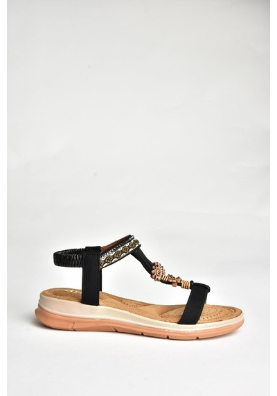 Fox Shoes U258615209 Siyah Kadın Sandalet Siyah-suni Deri Siyah