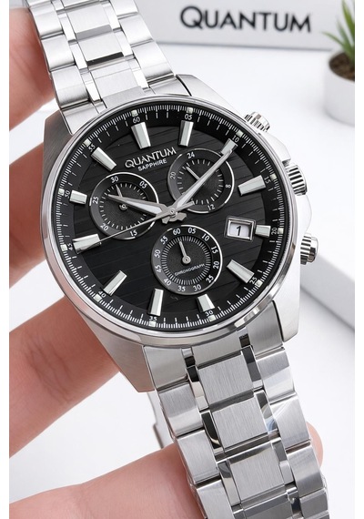Quantum Sapphire Camlı İtalyan Bileklik Hediyeli 2 Yıl Garantili 10 Atm Erkek Kol Saati 1122.351 Gümüş