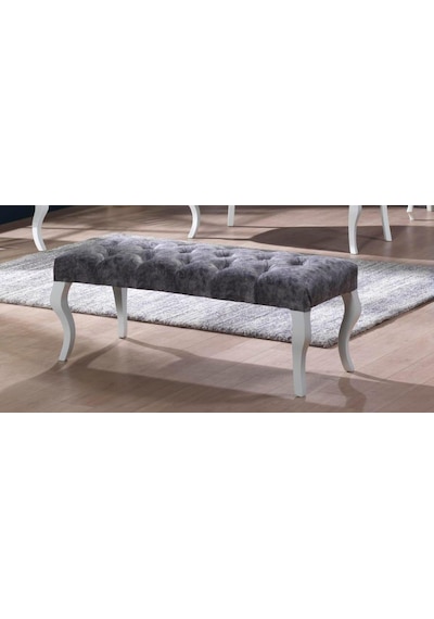 Esertrade Ahşap Ayaklı Kapitone Düğmeli Jerry Kumaşlı Puf/Bench