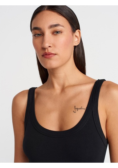 Dilvin 21053 Askılı Bodysuit-siyah-12168 Siyah