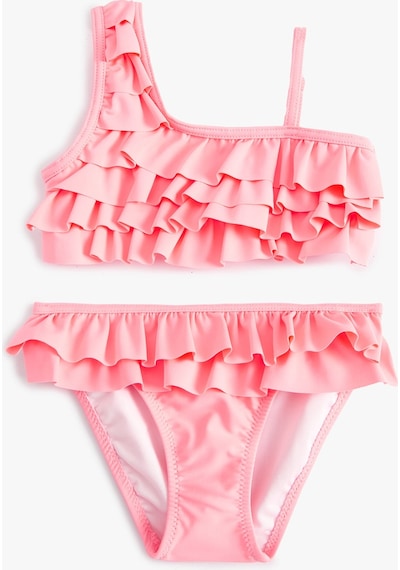 Koton Bikini Takımı Fırfırlı Tek Omuz İnce Askı Detaylı Lila 4skg00009mm Lila