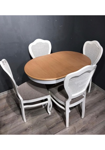 Masifart 100 cm Oval Açılır Baba Ayak Masa + 4 Sandalye Takımı Masifart 100 cm Oval Açılır Baba Ayak Masa + 4 Sandalye Takımı
