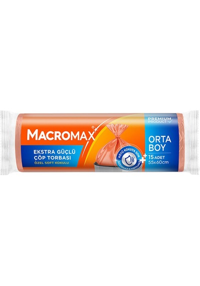 Macromax Extra Güçlü Çöp Torbası Orta Boy 15'li