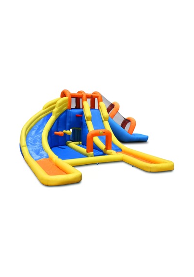 Şişme Süper Aqua Oyun Parkı Islak Ve Kuru Su Kaydırağı Çok Renkli