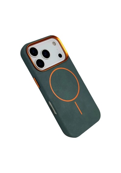 Joko Apple iPhone Uyumlu  17 Pro Max Uyumlu Luno Deri Magsafe Kapak - Yeşil
