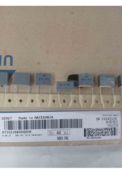 R75gı3680dq00k 680nf 160v 15mm Polyester Kondansatör 70 Adet