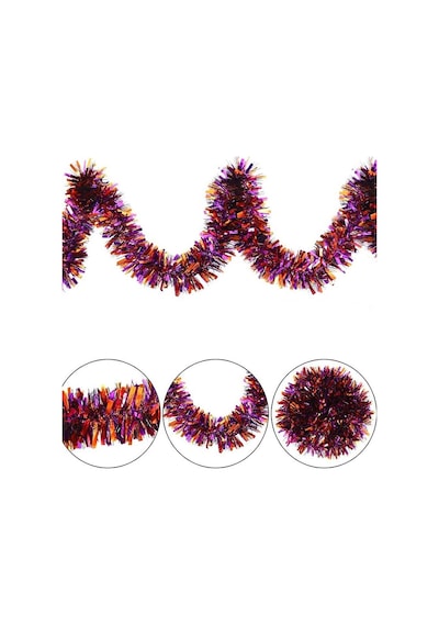 Mor Turuncu Renk 4 Cm Genişlik Garland Çift Renk Sim Süs 180 Cm 4741