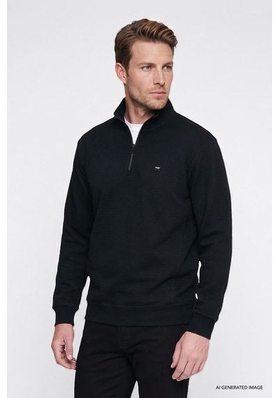 Wrangler Yumuşak Dokulu Regular Fit Fermuarlı Erkek Sweatshirt W2620122001 Siyah