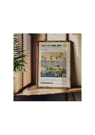 Travel Art Çerçevesiz Poster, Modern Dekoratif Çerçevesiz Poster, Tablo, Florida, 21 X 30