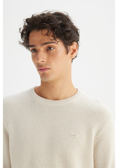 Lee Pamuklu Regular Fit Erkek Triko Kazak L2520364104 Ekru